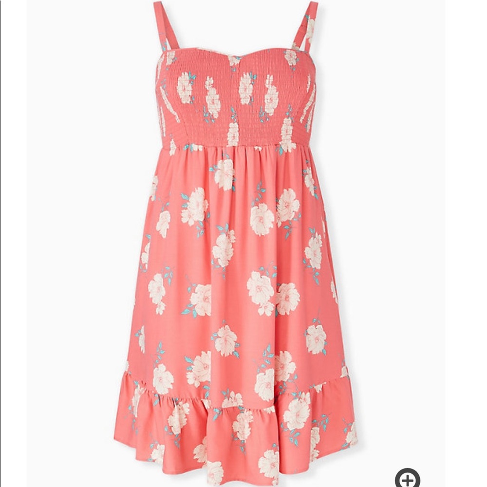 NWT Torrid 1 Skater Coral Floral Dress